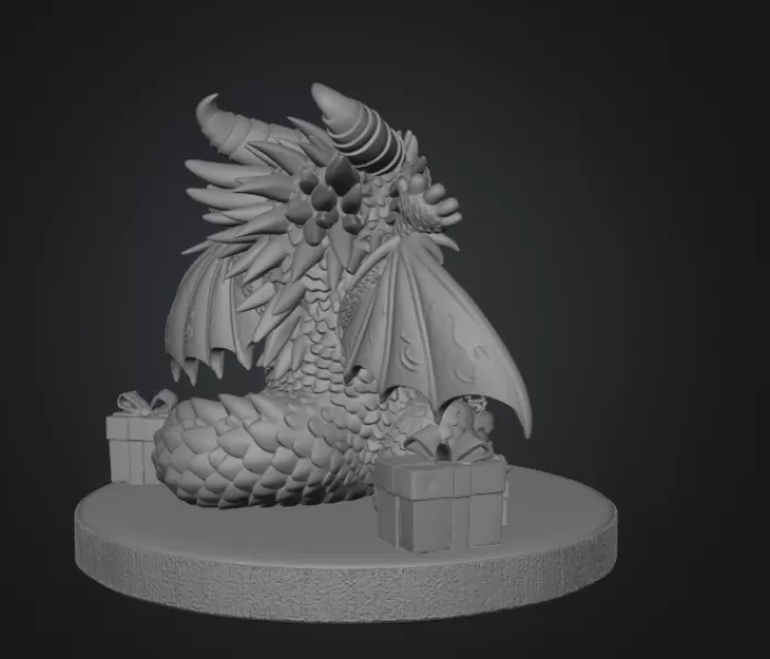 Cute Birthday Dragon STL File for 3D Printing - Model preview 9