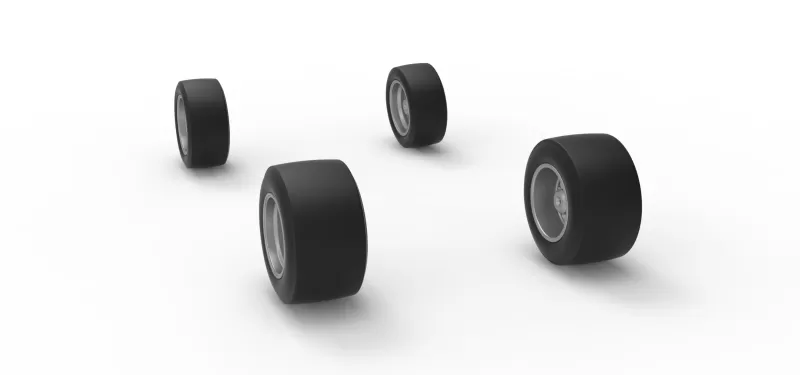 Wheel Set of Experimental Pavement Silver Crown Car Scale 1:25 - Model preview 8