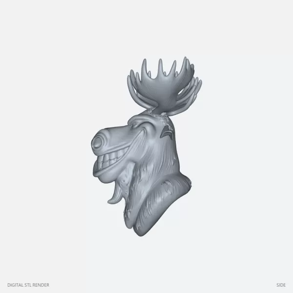 Grinning Moose Head - STL - Model preview 3