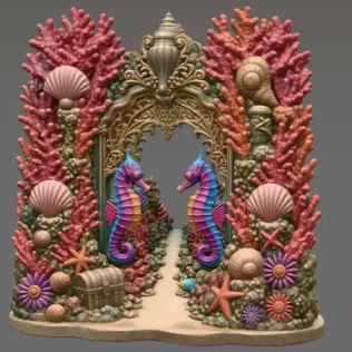 Coral Seahorse Fantasy Gateway STL File for 3D Print - Model thumbnail 11