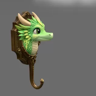 Cute Dragon Wall Hook STL File Digital Download - Model thumbnail 6