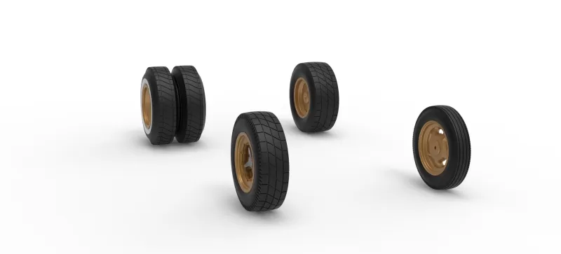 Wheel Set of Vintage Dirt Supermodified stock car V2 Scale 1:25 - Model preview 12