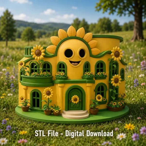 🌻 Happy Sunflower House STL File for 3D Print - Model preview 2