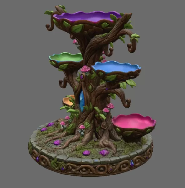 Enchanted Jewelry Tree Display STL File for 3D Print - Model preview 11