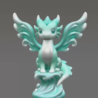 Water Dragon – STL File 3D Printable Fantasy Dragon Figurine - Model thumbnail 4