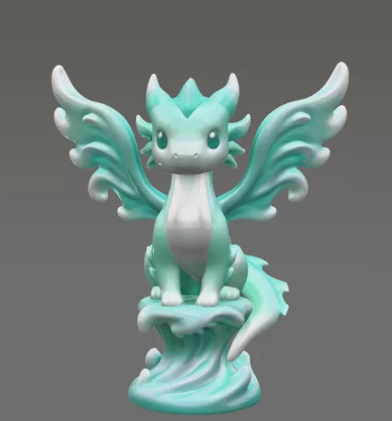 Water Dragon – STL File 3D Printable Fantasy Dragon Figurine - Model preview 4