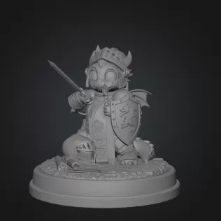 Cute Fantasy Warrior Dragon STL File for 3D Printing - Model thumbnail 8