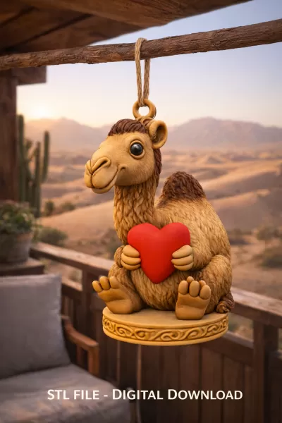 3D Printable Cute Camel with Heart STL | Digital Download - Model preview 1