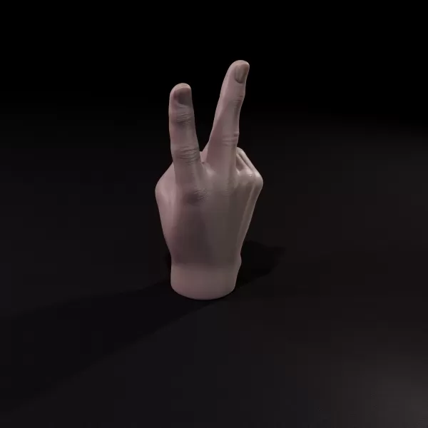 Realistic Peace Sign Hand Candle 3D Printable Model - Model preview 3
