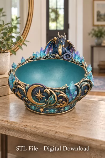 Celestial Crystal Dragon Bowl STL File for 3D Print - Model preview 5