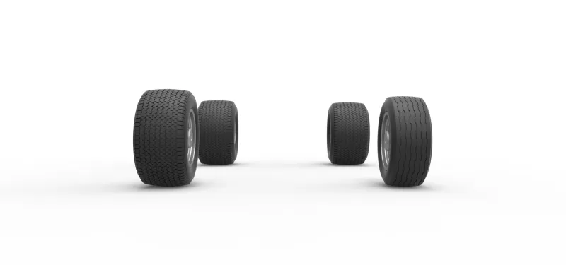 Wheel set of Northeast Dirt Modified stock car V5 Scale 1:25 - Model preview 4