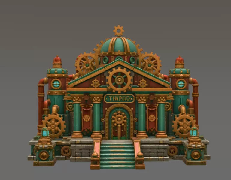 Grand Steampunk Gearworks Castle STL File for 3D Print - Model preview 7