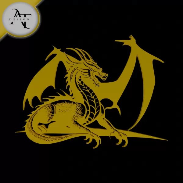 Dragon - Silhouette - 2D Wall Art Decor - Model preview 1