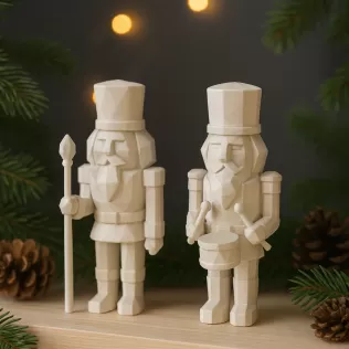 Nutcracker Figure Set | Low Poly 2 pcs Soldiers | Christmas - Model thumbnail 4