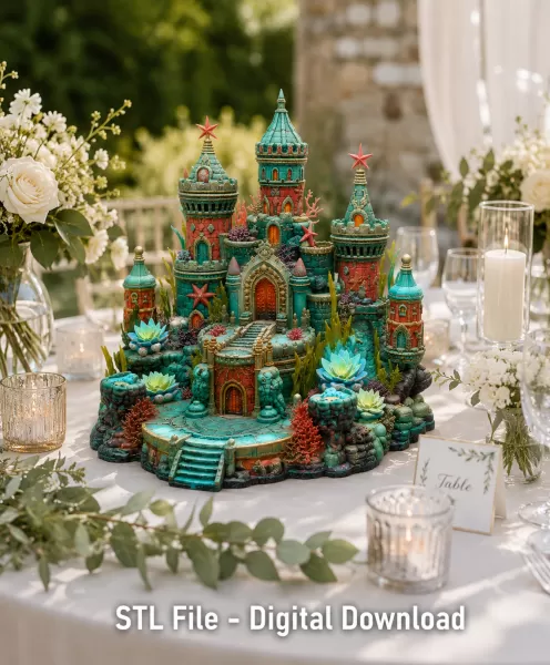 Coral Kingdom Fantasy Castle STL File for 3D Print - Model preview 3