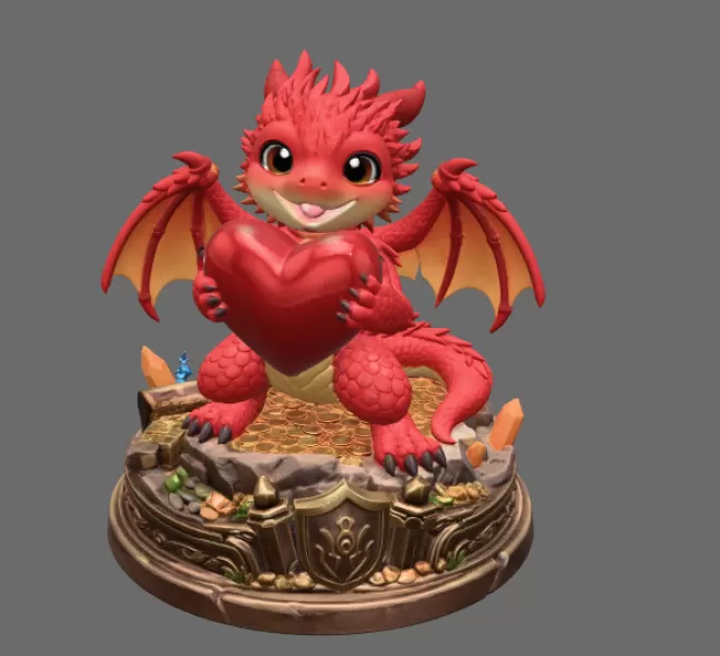 Love Dragon STL File for 3D Printing - Model preview 7