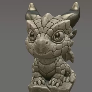 Baby Stone Dragon STL File 3D Printable Fantasy Dragon Figurine - Model thumbnail 3