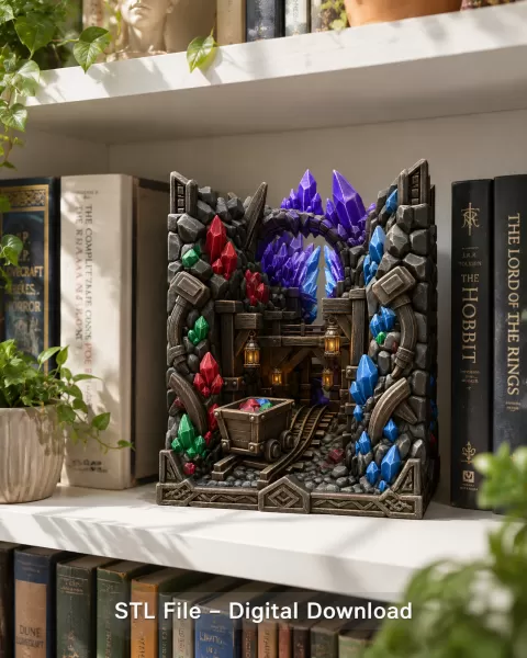 Fantasy Mining Tunnel Book Nook STL File for 3D Print - Model preview 5
