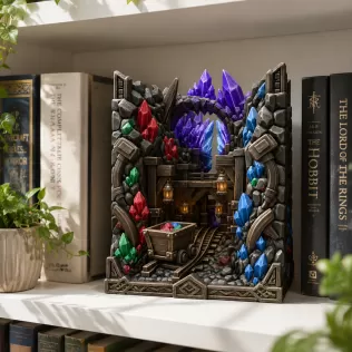 Fantasy Mining Tunnel Book Nook STL File for 3D Print - Model thumbnail 5