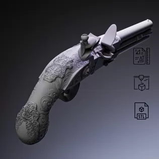 Double Barrel Flintlock Pistol #RoZ - Model thumbnail 6
