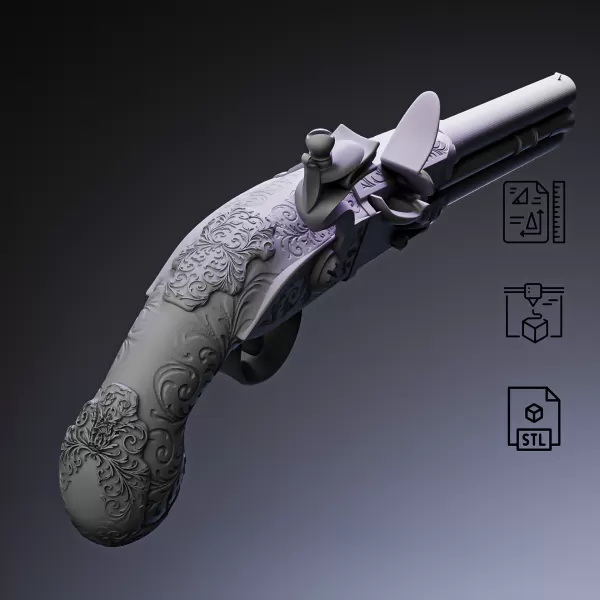 Double Barrel Flintlock Pistol #RoZ - Model preview 6