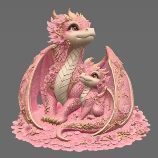 Cherry Blossom Dragon Family STL File for 3D Print - Model thumbnail 9