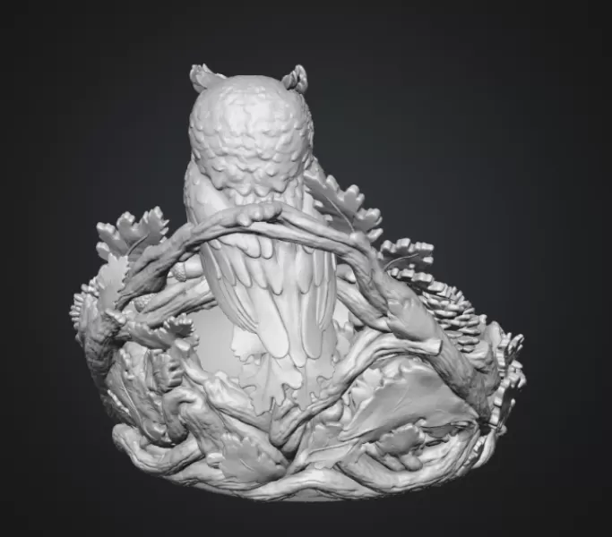 Autumn Owl Bowl Organizer STL File for 3D Print - Model preview 15