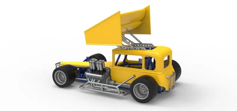 Vintage Winged Supermodified stock car Version 3 Scale 1:25 - Model preview 12