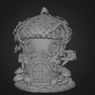 Whimsical Fairy Garden Cottage STL File 3D Printable - Model thumbnail 7