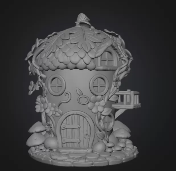 Whimsical Fairy Garden Cottage STL File 3D Printable - Model preview 7