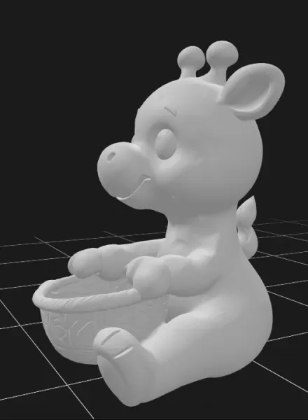 Giraffe Holding a Gift Basket - Model preview 3