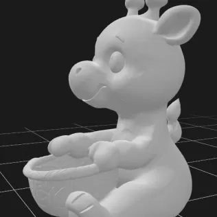 Giraffe Holding a Gift Basket - Model thumbnail 3