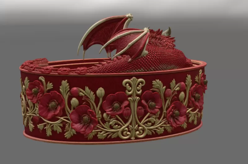 Crimson Poppy Dragon Planter STL File for 3D Print - Model preview 10
