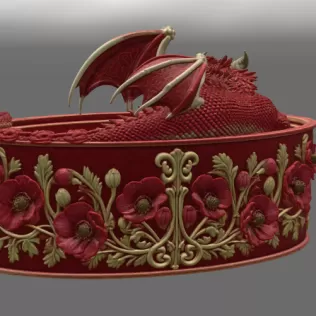 Crimson Poppy Dragon Planter STL File for 3D Print - Model thumbnail 10