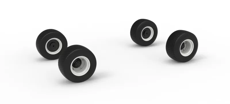 Wheel Set of Vintage Dirt late model Race car V3 Scale 1:25 - Model preview 1