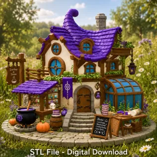 Lavender Witch Apothecary Cottage STL File for 3D Print - Model thumbnail 2