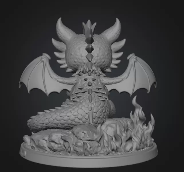 Cute Devil Dragon with Heart STL File 3D Print - Model preview 9