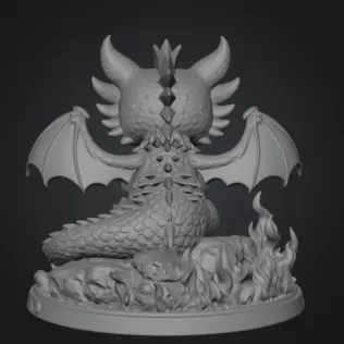 Cute Devil Dragon with Heart STL File 3D Print - Model thumbnail 9