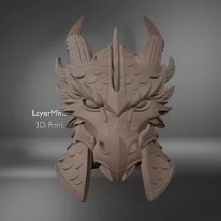 Dragon Helmet with Horns and Scales - Model thumbnail 1