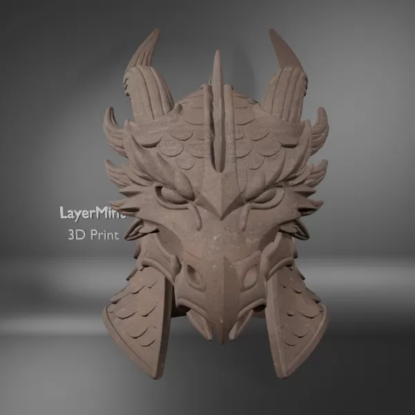 Dragon Helmet with Horns and Scales - Model preview 1
