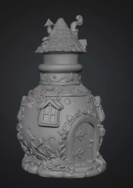 Mushroom Potion House STL File for 3D Print - Model preview 12
