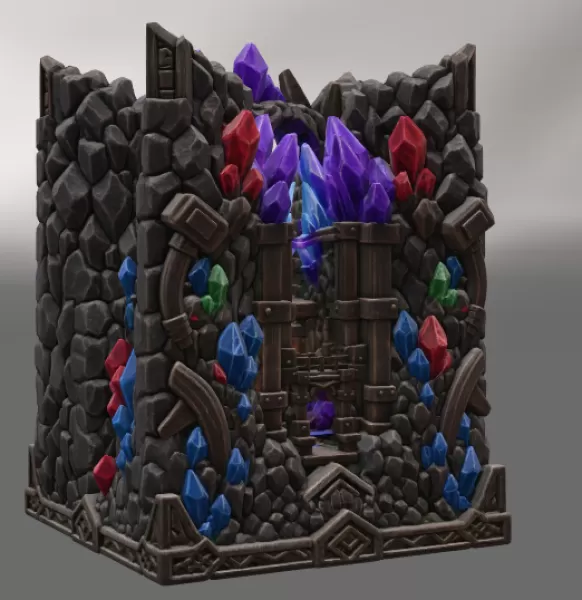 Fantasy Mining Tunnel Book Nook STL File for 3D Print - Model preview 11