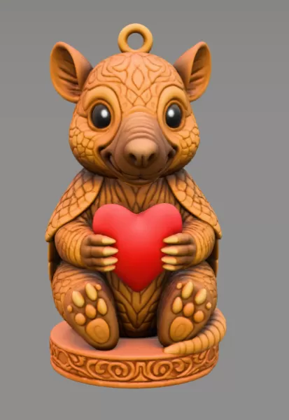 Cute Armadillo with Heart – 3D Printable STL File - Model preview 7