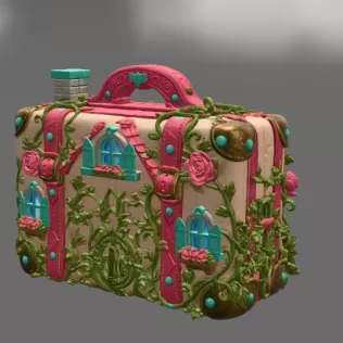 Fantasy Suitcase House STL File for 3D Print - Model thumbnail 6