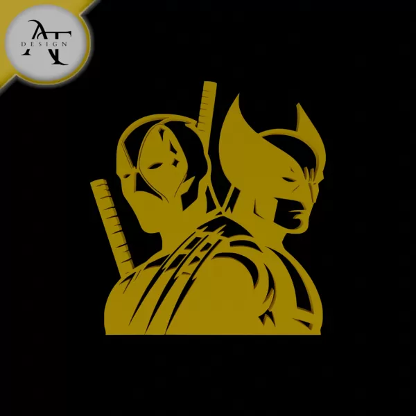 Deadpool and Wolverine - Marvel - Silhouette - 2D Wall Art Decor - Model preview 1
