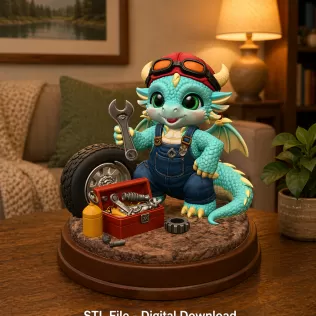 Cute Mechanic Dragon Figurine STL File for 3D Print - Model thumbnail 2