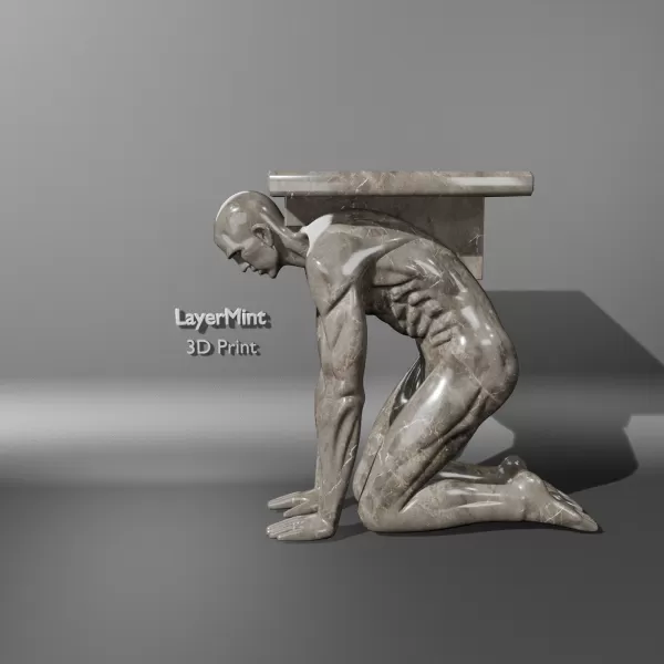 Atlas Kneeling Man Sculpture - Model preview 2