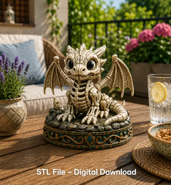 Baby Skeleton Dragon STL File for 3D Print - Model preview 1