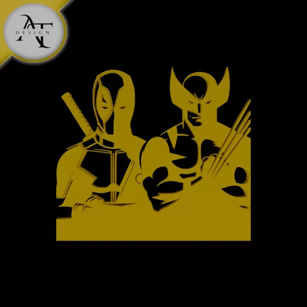Deadpool and Wolverine - Marvel - Silhouette - 2D Wall Art Decor - Model preview 1