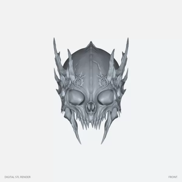 Crowned Skull Dark Fantasy - STL - Model preview 1